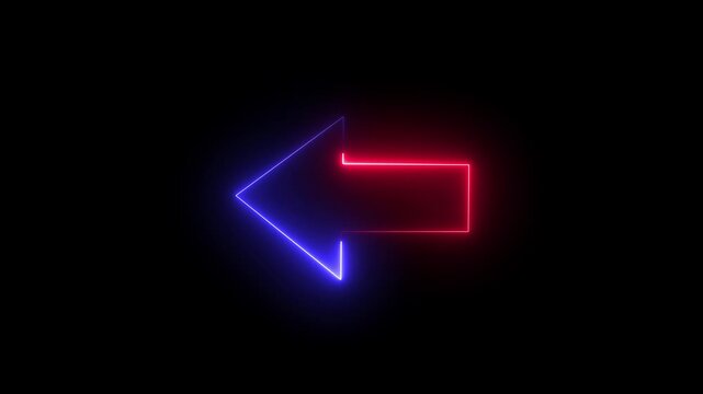 Glowing neon left-pointing arrow animation on black background representing direction, navigation, and digital movement concept in modern graphic design.
