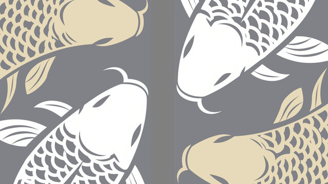 4匹の鯉をデザインした和モダンなイラスト