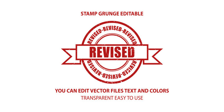 revised label stamp vector, Stamp grunge editable illustration.
