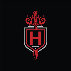 H letter Logo with Shield, H shield logo design template	