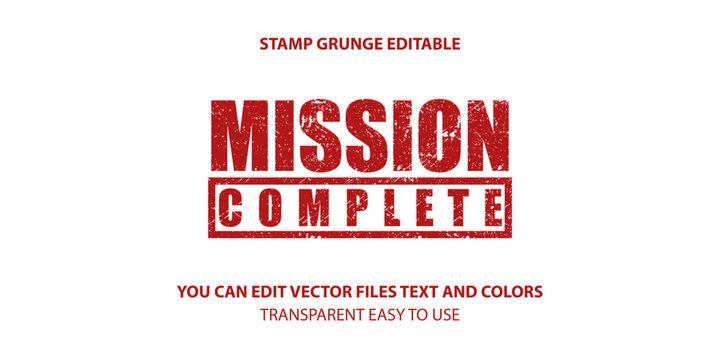 mission complete label stamp vector, Stamp grunge editable illustration.