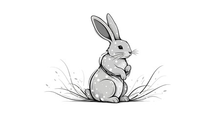 Fototapeta premium Cute Easter bunny holding colorful eggs in a spring cartoon illustration