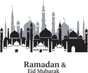 mosque silhouettes on a white background for ramadan and qurban eid islamic festival
