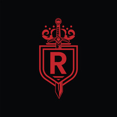 R letter Logo with Shield, R shield logo design template	
