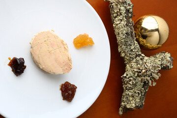 duck liver foie grass as gourmet delicatessen food for christmas celebration