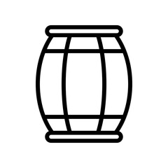 Barrel Icon Illustration: Classic Wooden Barrel With Staves And Hoops, Simple Line Art