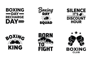 Boxing Quote Bundle with Gloves and Fighter Typography Designs
