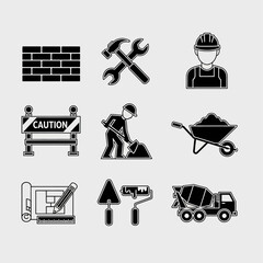 construction building engineering work site tools equipment icons