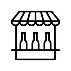Market Stall Bottles Icon. Simple Shop Stand With Bottles And Canopy Illustration For Storefront