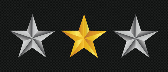 Star vector icons. Set of star symbols isolated.Stars collection. Star vector icons. Golden and Black set of Stars, isolated on transparent background. Star icon. Stars in modern simple flat style.