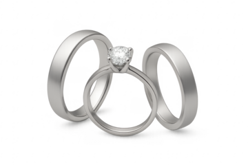 Wedding rings symbolizing marriage, love, commitment on transparent background