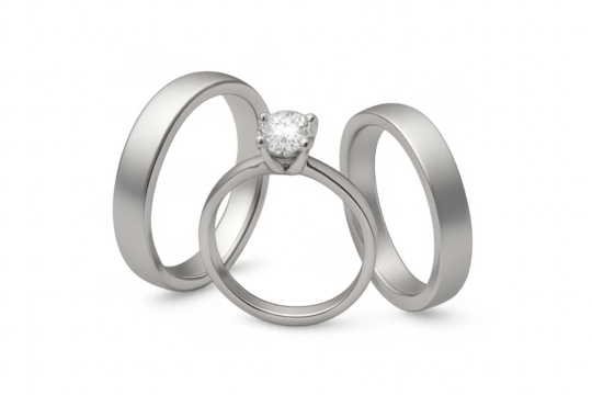 Wedding rings symbolizing marriage, love, commitment on transparent background