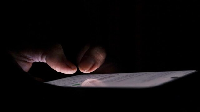Night, cybersecurity and hands typing with phone for texting, internet troll or person cyberbullying. Dark comment, social media netizen or keyboard warrior for smartphone, online bullying or hacking