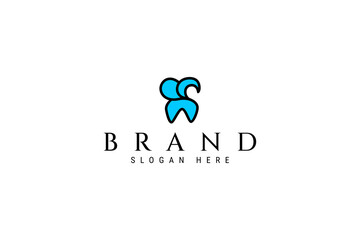 abstract dental logo with outline linear design style
