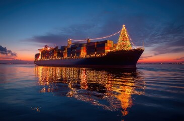 Festive container ship rings in New Year