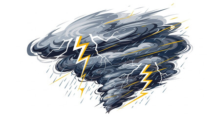 Thunderstorm with Lightning and Dark Clouds – Extreme Weather Illustration