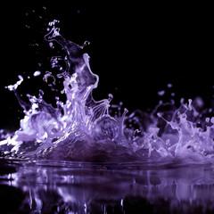 Blue water splash with clear drops in motion