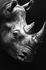 Rhino close up in zoo surrounded by nature and wildlife