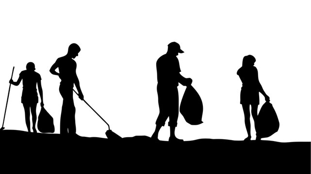Dedicated volunteers cleaning environment, community service project shows unity, environmental awareness, and creating a cleaner world, vector origin - Powered by Adobe