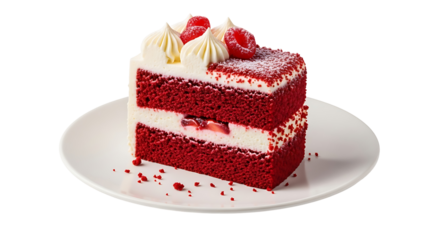 Red Velvet Cake Slice Cream Cheese Delicious Dessert Raspberry Sweet