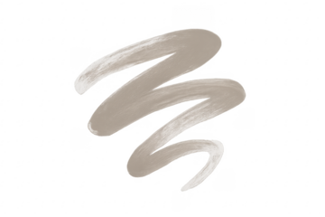 Beige paint brush stroke squiggle on transparent background