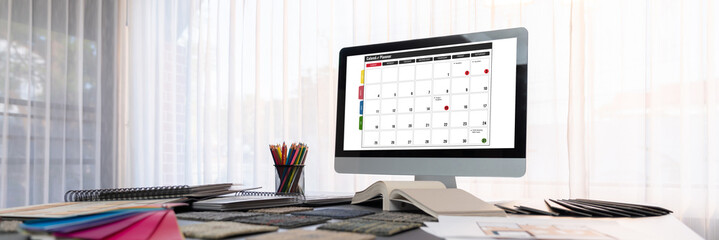 Calendar on computer software application for brisk schedule planning for personal organizer and...