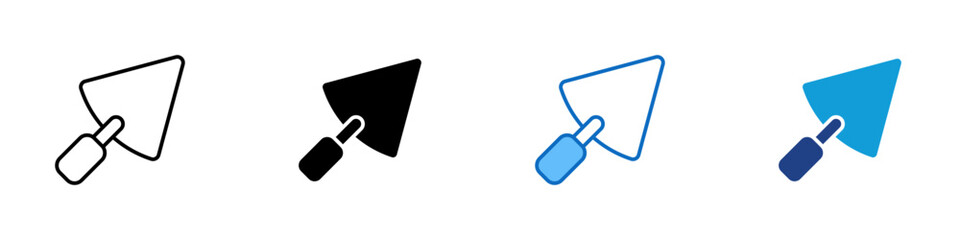 Trowel Multiple Style Icon Design Vector - Hand trowel used for masonry, gardening, or applying cement and plaster