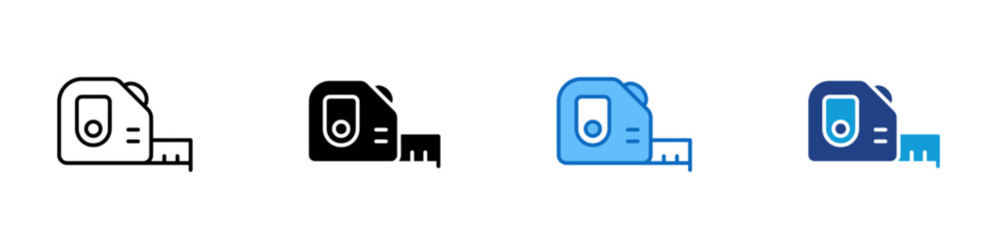 Measuring Tape Multiple Style Icon Design Vector - Measuring tape used for measuring length and dimension in construction or tailoring