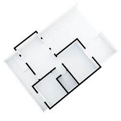 3D Shading Apartment Top View. Planning, Iso, Floorplan.