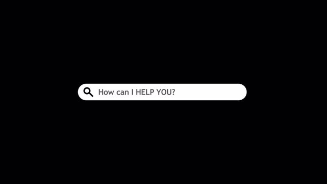 Web search  animation with transparent background . As the lens of the magnifying glass hovers over a search bar animation , a blinking cursor appears inside the bar, inviting with transparent backgro