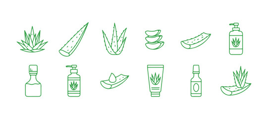 A flat line icon of aloe vera.
