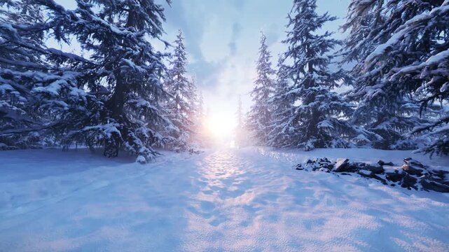 snow forest winter frost wild nature forest trees