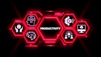 Productivity AI Technology Network Hexagon Icons efficiency artificial intelligence