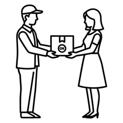 Package Delivery Transaction Vector Illustration