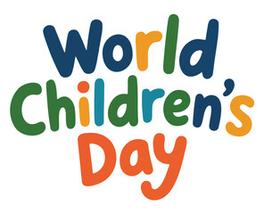 World Childrens Day lettering colorful typography design for posters and social media isolated on white bac
