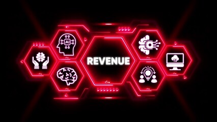 Revenue AI Technology Network Icons Neon Glow artificial intelligence