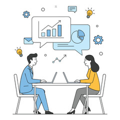 Business Collaboration Analytics Vector Illustration