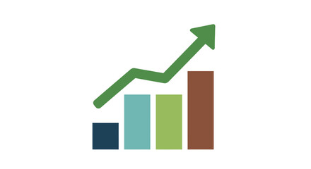 Business growth chart with upward arrow representing financial success and progress.