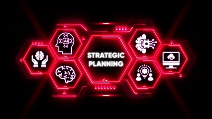 Strategic Planning Technology Network with AI and Brain Icons artificial intelligence