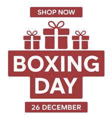 Boxing Day sale vector illustration gift boxes and text promotional banner for online shopping