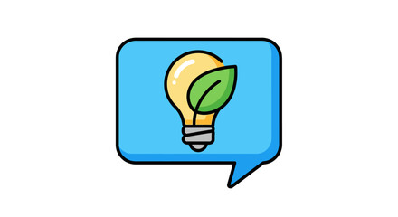 Eco friendly idea light bulb in speech bubble.