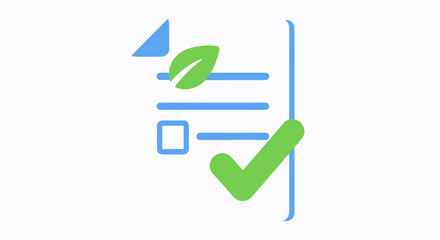 Eco-Friendly Checklist with Green Leaf and Checkmark for Sustainability.