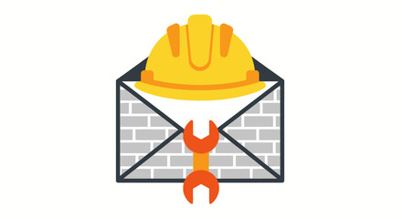 Email Marketing Under Construction Concept Icon.
