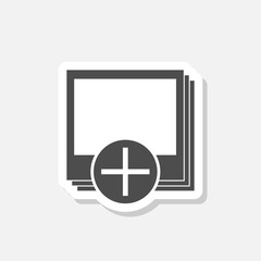 Attach new image or picture icon sticker isolated on gray background