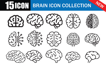 Brain Vector Illustration Pack.  Neuroscience, Innovation, and Technology Concept