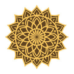 Golden Ornamental Mandala Silhouette Vector Illustration