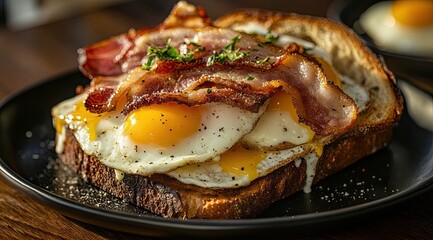 Bacon, eggs, and toast breakfast sandwich