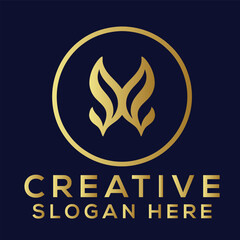 Golden abstract emblem with text luxury