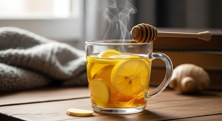 Healthy Ginger Tea with Lemon and Honey, a Cozy Beverage