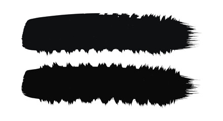Two horizontal black brush strokes on white paper vector 